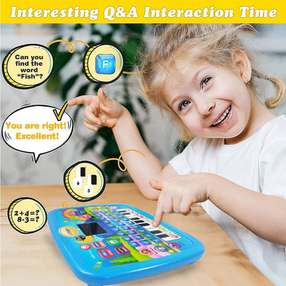 Kids’ Education Tablet Toy, Age 3+ Literacy Math Music Learning, Doubles as Electronic Keyboard, Birthday Christmas Gift Good Vibrations
