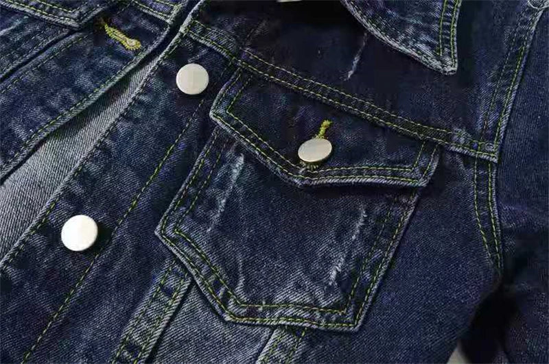 2024 New Women Spring Autumn Denim Jacket Tops Pink Color Solid Short Multicolor Feminino Three Quarter Sleeve Jean Jacket Good Vibrations