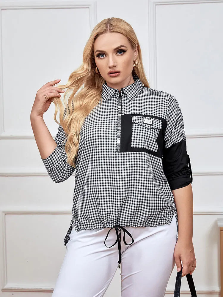 Womens plus size woven lapel shirt belongs to the category of womens clothing Good Vibrations