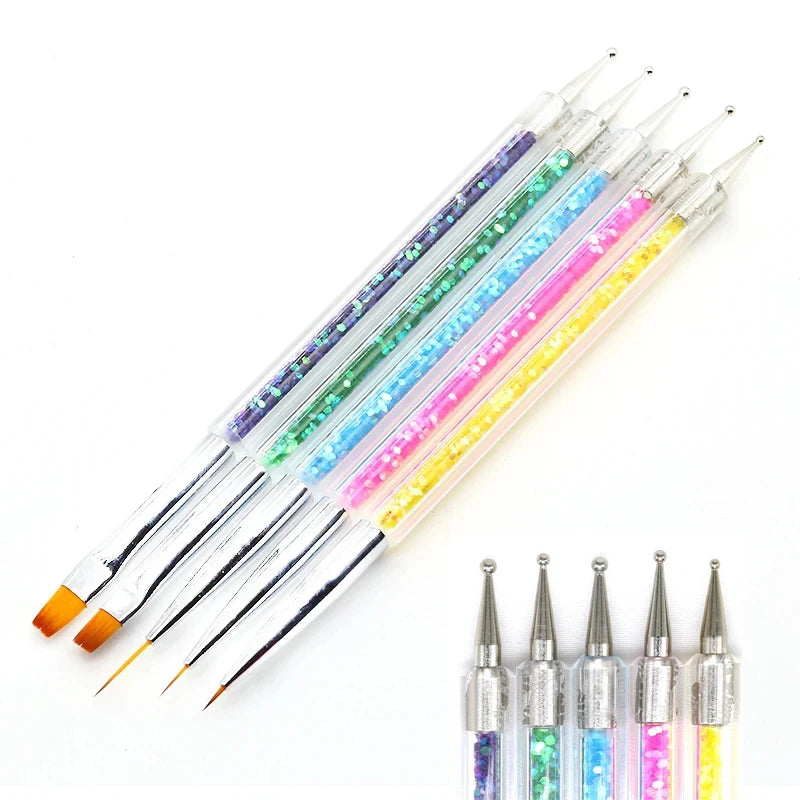 5Pc Nails Art Dotting Pen Acrylic Drawing Liner Supplies Brush Rhinestone Gems Picker UV Gel Painting Manicure Accessoires Tools Good Vibrations