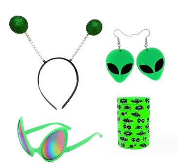Halloween Costume Accessories Alien Glasses Alien Drop Earrings Alien Silicone Bracelet Good Vibrations