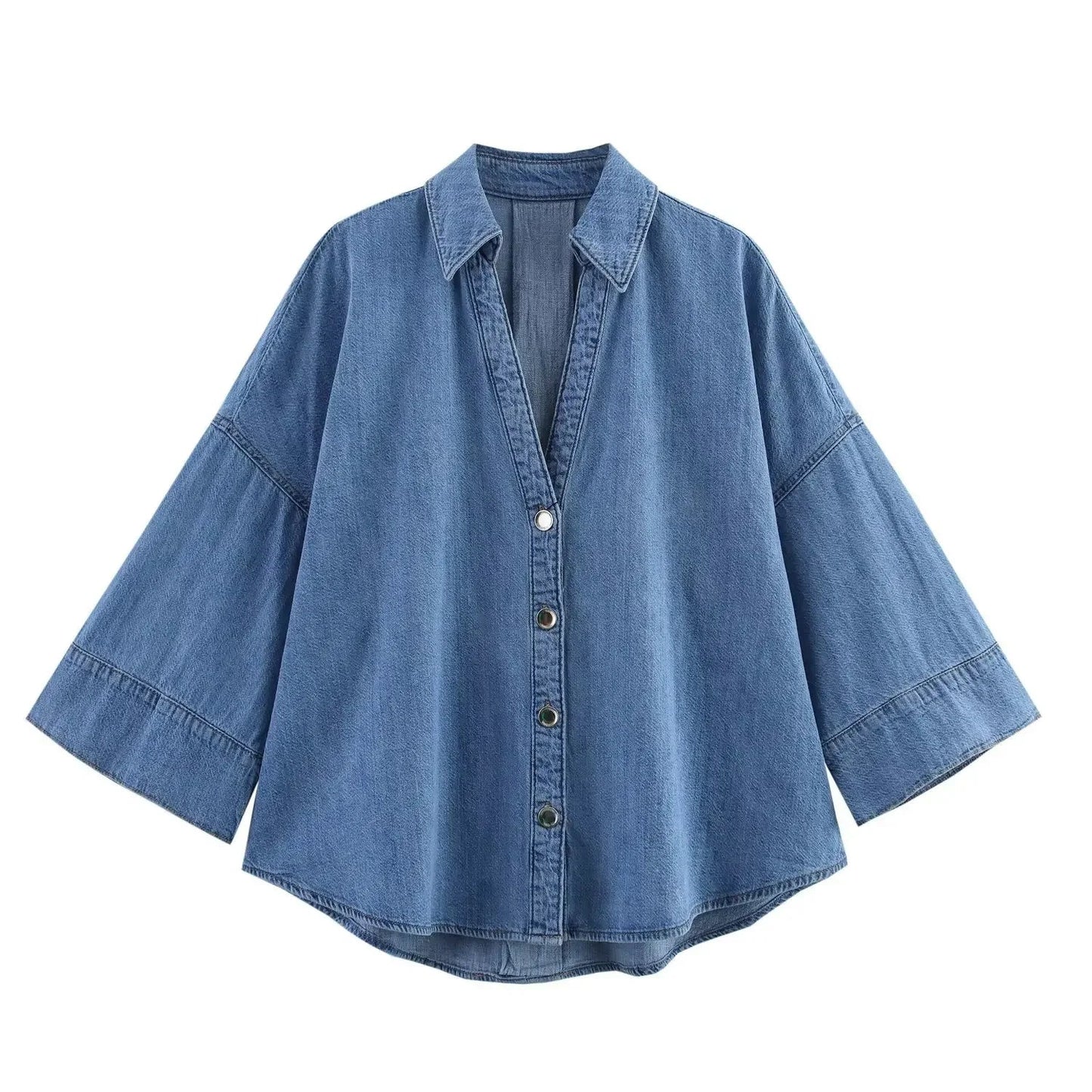 Denim Pants Outfit For Women 2 Pieces Spring Autumn Fashion Wide Sleeved Casual Shirt Women Suit Casual Two Piece Set Women Good Vibrations