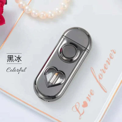 Metal Love Double Flame Butane Gas Lighter Creative LED Blue Light Transparent Gas Window Grinding Wheel Ignition Cigar Lighters Good Vibrations Adult Super Store