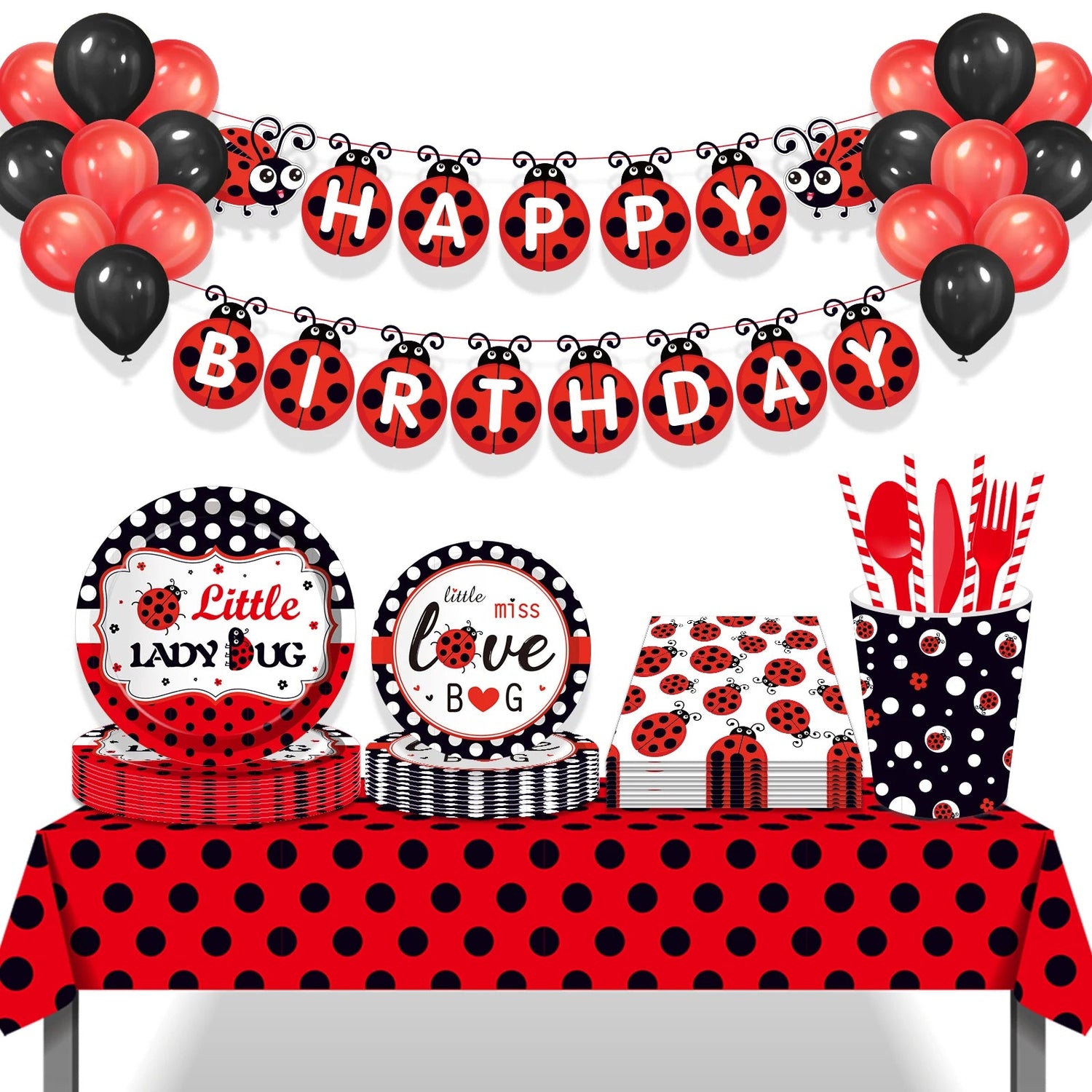 Insect Ladybug Party Disposable Tableware Sets Kids Birthday Plates Cups Napkins For Baby Shower Party Dinnerware Decoration Good Vibrations