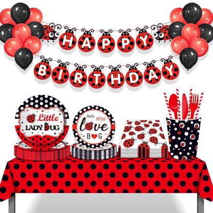 Insect Ladybug Party Disposable Tableware Sets Kids Birthday Plates Cups Napkins For Baby Shower Party Dinnerware Decoration Good Vibrations