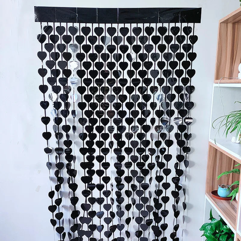 NEW Party Decoration Rain Silk Curtain Love Door Curtain Birthday Party Valentine's Day Wedding Engagement Heart Rain Silk Decor Good Vibrations
