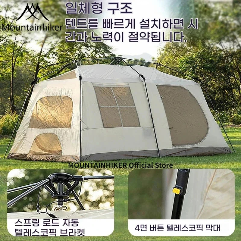 MOUNTAINHIKER One-button Tent Living Shell Shelter Ridge Tent Two Bedrooms and One Living Room Automatic Beach Outdoor Large Good Vibrations
