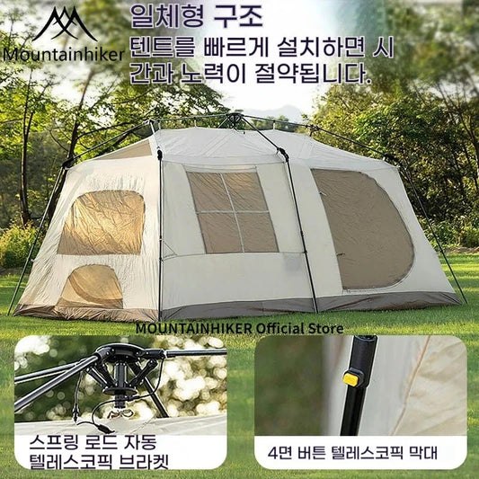 MOUNTAINHIKER One-button Tent Living Shell Shelter Ridge Tent Two Bedrooms and One Living Room Automatic Beach Outdoor Large Good Vibrations