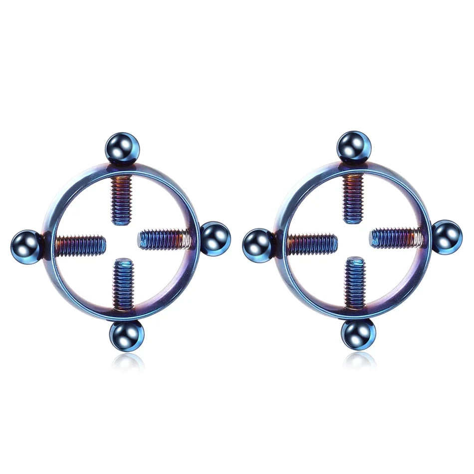 2pcs/lot Steel Round Screw Faux Nipple Clip Rings Sexy Piercing for Women Non Piercing Fake Breast Nail Shield Ring Jewelry Gift Good Vibrations