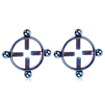 2pcs/lot Steel Round Screw Faux Nipple Clip Rings Sexy Piercing for Women Non Piercing Fake Breast Nail Shield Ring Jewelry Gift Good Vibrations