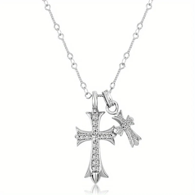 1pc Luxury Geometric Elegant Cross Necklace For Women Men Wedding Engagement Party Jewelry Accessories Good Vibrations