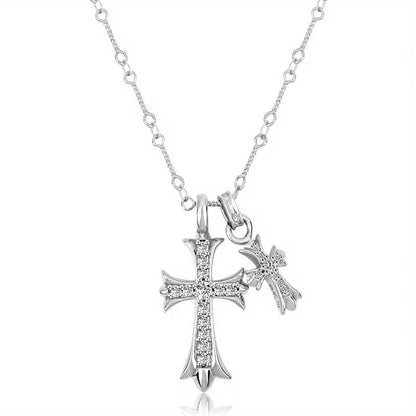 1pc Luxury Geometric Elegant Cross Necklace For Women Men Wedding Engagement Party Jewelry Accessories Good Vibrations