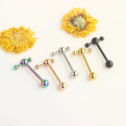 T Shape Top Straight Barbell Tongue Ring Piercing 14G Wholeales body piercing tongue Bar nipple rings for women 4 colors 16mm Good Vibrations