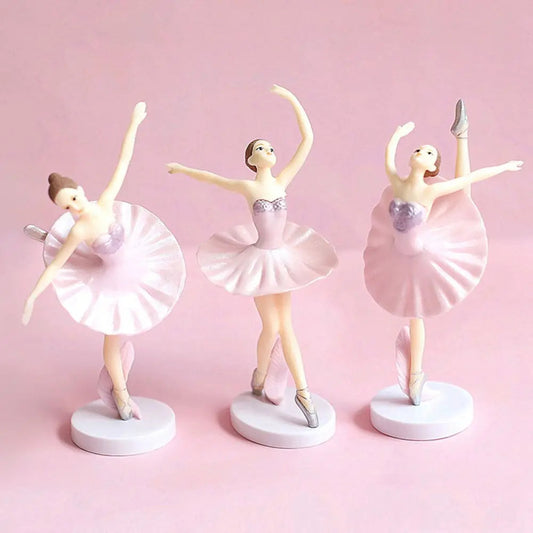 3Pcs Baby Shower Birthday Supplies Cake Decor Party Baking Girl Doll Cake Topper Cupcake Topper Ballet Girls Good Vibrations