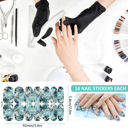 10/12 Sheets Self-adhesive Nail Stickers With Nail File Full Pack Nail Stickers Creative DIY Nail Art Decals Girls Color Fashion Good Vibrations