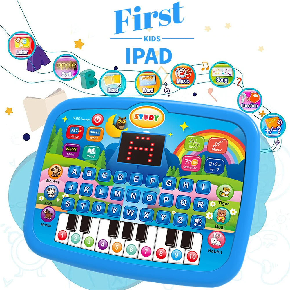 Kids’ Education Tablet Toy, Age 3+ Literacy Math Music Learning, Doubles as Electronic Keyboard, Birthday Christmas Gift Good Vibrations