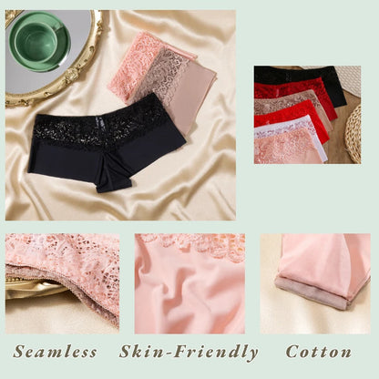 Women's Boxers Sexy Lace Panties Perpective Seamless Female Underwear Elasticity Breathable Shorts Women Solid Boxers Lingerie Good Vibrations