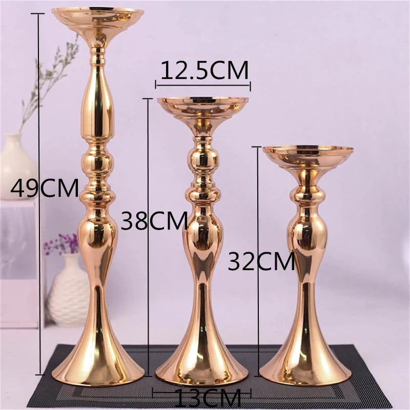 Metal Candle Holders Flowers Vase Candlestick Centerpieces Road Lead Candelabra Centerpieces Wedding porps Christmas decoration Good Vibrations