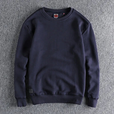 Autumn Winter American Retro Heavyweight Velvet Solid Color Sweatershirt Men's Fashion Pure Cotton Washed Youth Pullover Hoodies Good Vibrations