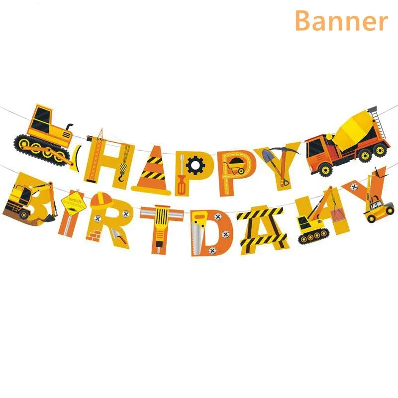 Construction Party Disposable Tableware Paper Plates Napkins Construction Truck Birthday Decorations Excavator Party Supplies Good Vibrations