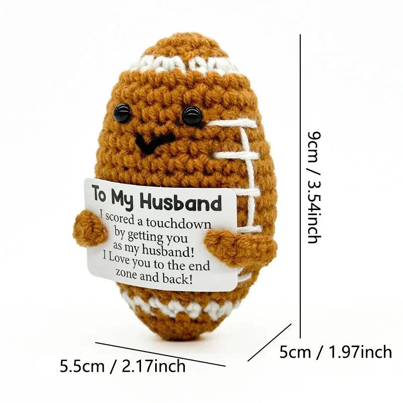 Funny Positive Baseball Hug Pocket Hug Mini Handmade Knitted Doll Cute Desktop Decoration Birthday Holiday Gift Home Decoration Good Vibrations