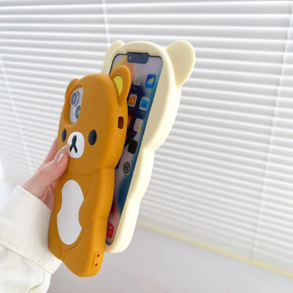 Rilakkuma Bear Silicone Soft Cover Case For iPhone 17 16 15 14 13 12 11 Pro Max mini Plus Xs XR 6 7 8 Plus Good Vibrations