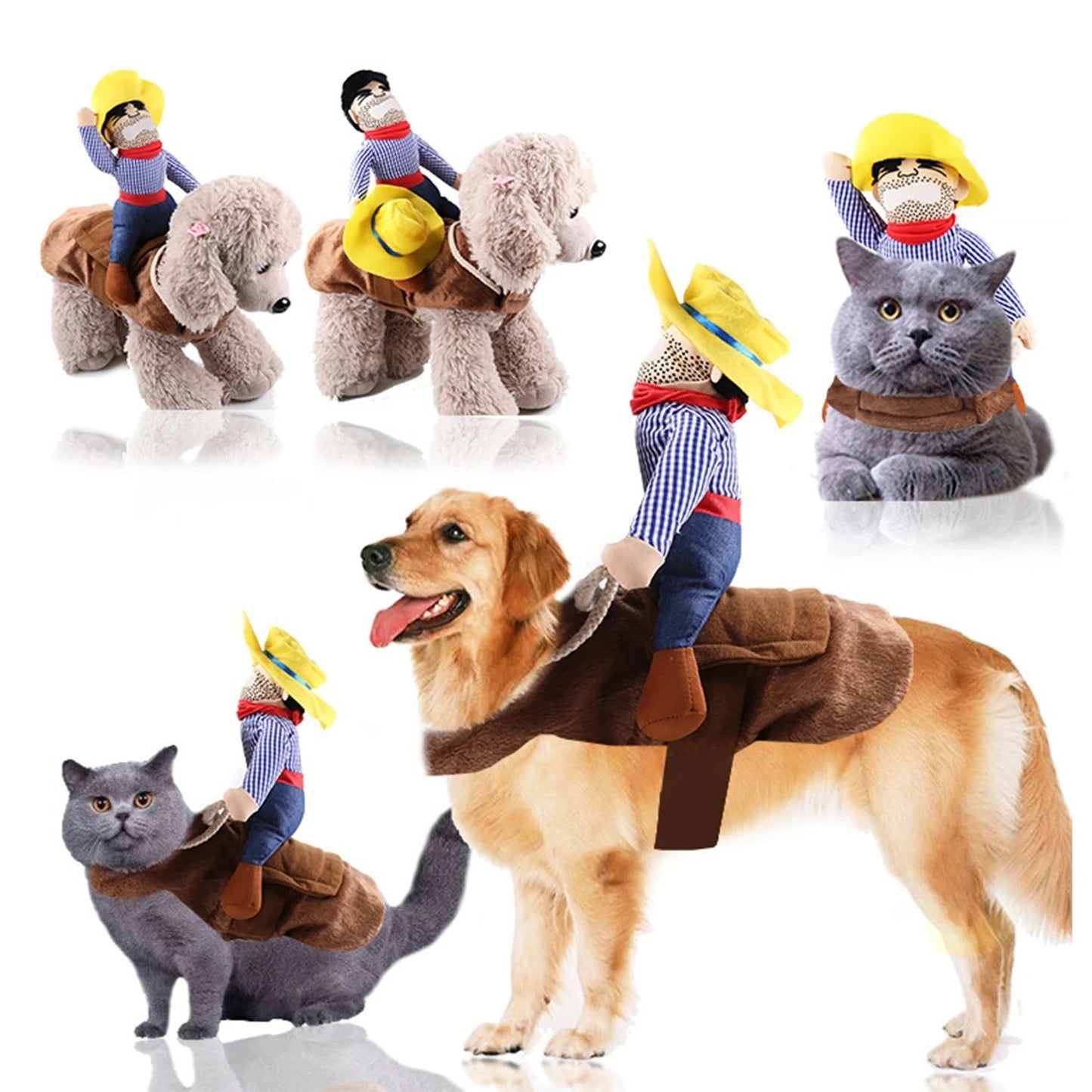 Pet Cowboy Costume Halloween Funny Role Play Creative Dachshund Chihuahua Pug Bulldog Kitten Puppy Pet Novelty Party Costume Good Vibrations