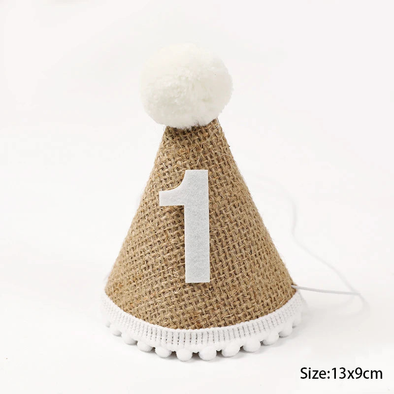 1st Birthday Party Decor Hat Kids 1 2 3 Year Happy Birthday Boy Girl Crown Hat First Happy Birthday Party Baby Shower Decoration Good Vibrations