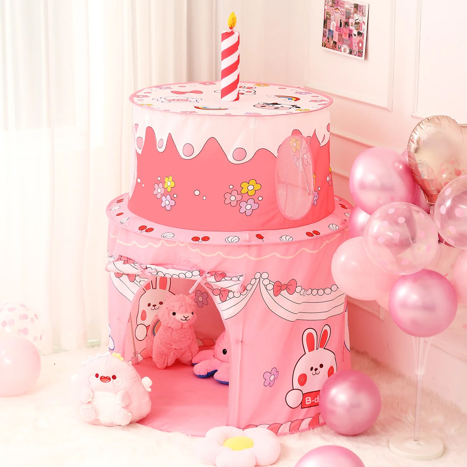 Cake Design Kids Play Tent Princess Castle Indoor Playhouse Foldable Portable Durable Fabric for Birthday Gifts Good Vibrations