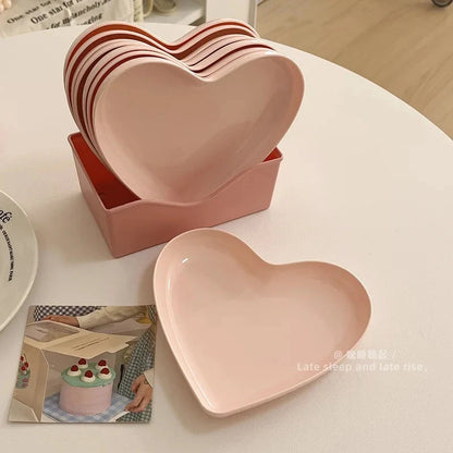 Minimally Designed Ins Heart-shaped Plates Cake Snacks Heart-shaped Plates Plastic Modern Bone Spitting Fruit Small Plates Good Vibrations