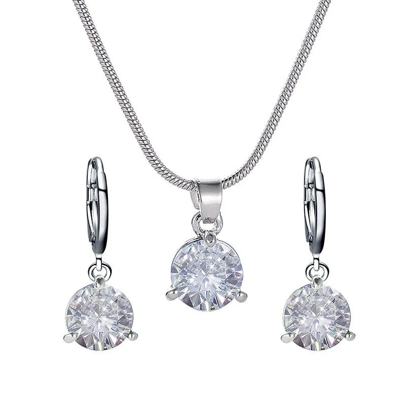 Chic Melody Pendant Necklace & Earrings Set - Glittering Zircon Crystal Jewelry for Women Good Vibrations