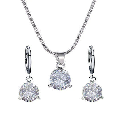 Chic Melody Pendant Necklace & Earrings Set - Glittering Zircon Crystal Jewelry for Women Good Vibrations