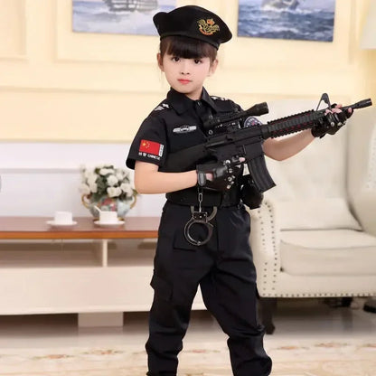 Halloween Children Policeman Cosplay Costume Boys Girls Kid Police Uniform Army Policemen Clothing Sets Party Dress Up Gift Good Vibrations