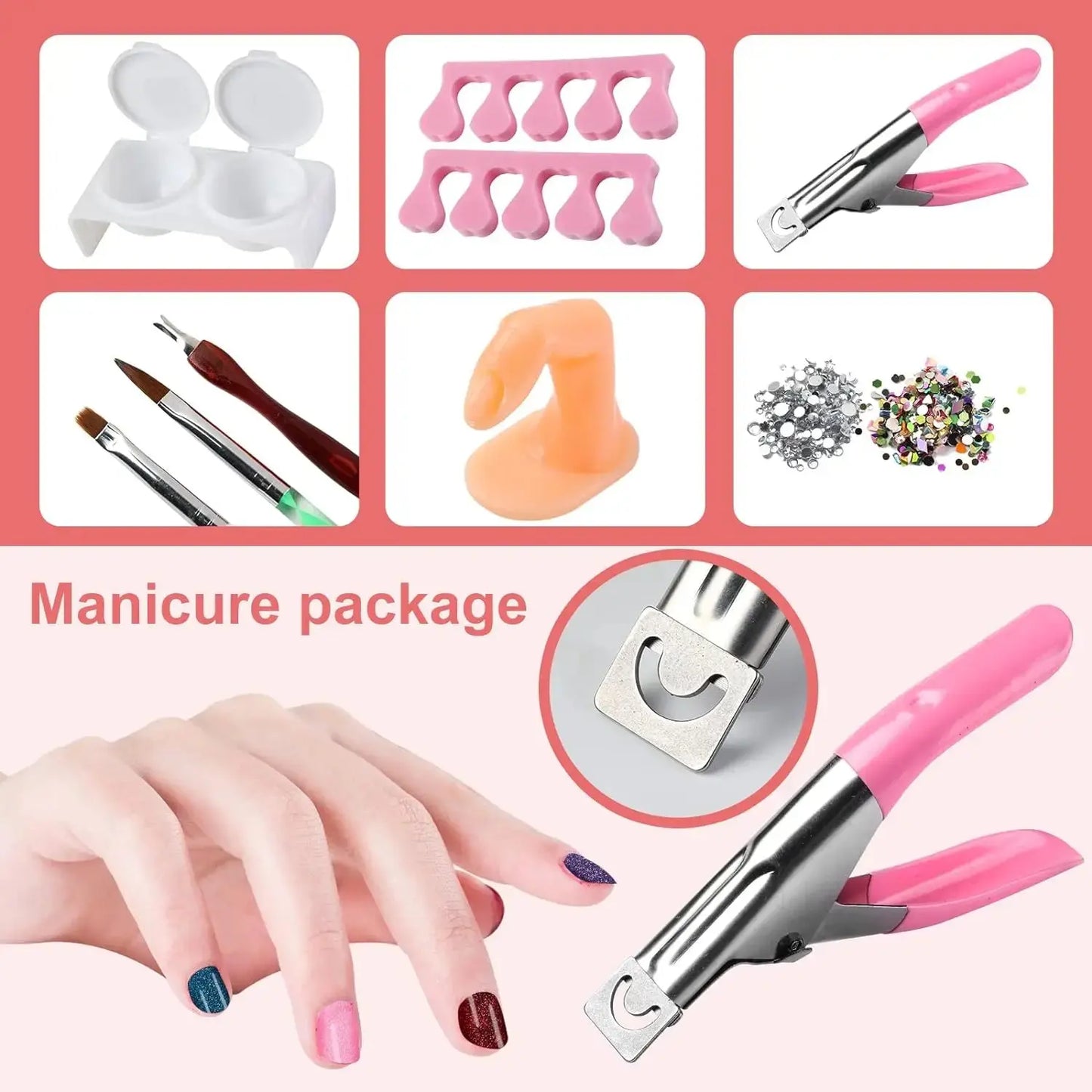 Acrylic Nail Kit for Beginners 12 Color Glitter Acrylic Powder White Clear Pink Acrylic Powder Nails Extension Professional Nail Good Vibrations