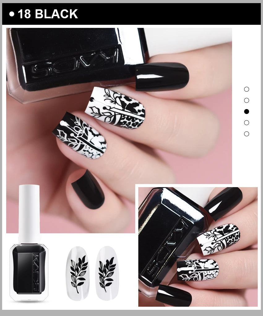 KADS 24 Colors Stamping Nail Polish Black White Gold Silver Nail Art Printing Varnish for Stamp Plate Nail Polish Lacquers Good Vibrations