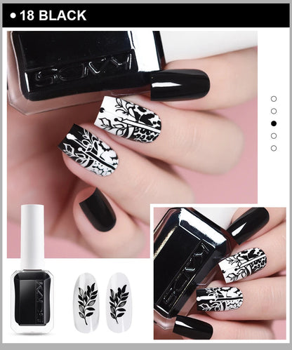 KADS 24 Colors Stamping Nail Polish Black White Gold Silver Nail Art Printing Varnish for Stamp Plate Nail Polish Lacquers Good Vibrations