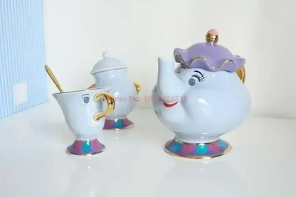 Disney Teapot Cute Cartoon Beauty And The Beast Coffee Pots Mug Mrs Potts Chip Cup Tea Cup Pots One Tea Set Droshipping Desk Gif Good Vibrations Adult Super Store