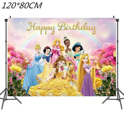 Princess Party Favor Girls' Happy Birthday Banner Princess Pinata Fillers Mask Stickers Disposable Tableware Set Decorations Good Vibrations