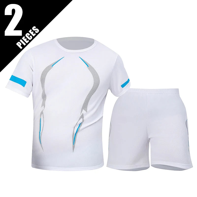 2/4/6 Pcs Plus Size Men's Quick-drying Short-sleeved Shorts Suit Men's Leisure Sports Running Fitness T-shirt Joker Shorts Teen Good Vibrations