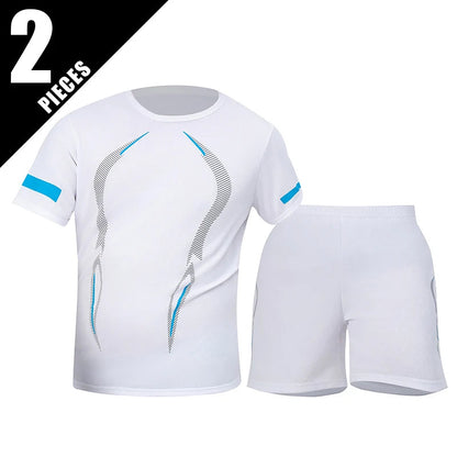2/4/6 Pcs Plus Size Men's Quick-drying Short-sleeved Shorts Suit Men's Leisure Sports Running Fitness T-shirt Joker Shorts Teen Good Vibrations