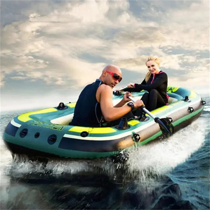 PVC Inflatable Boat Foldable InfLatable Fishing Boat Rafting Fishing Boat Heavy Duty Fishing Drifting Inflatable PVC Boat Set Good Vibrations