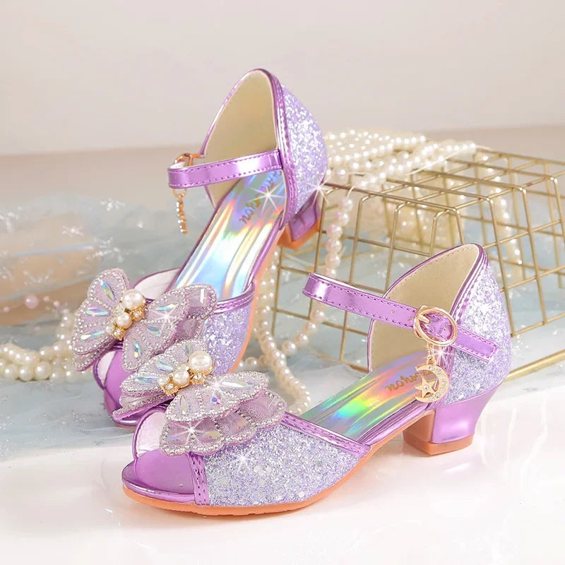 Children's Princess Wedding Party Shoes Summer New Girls Crystal Sandals Fashion Pearl Bowknot Baby Kids Performance High Heels Good Vibrations