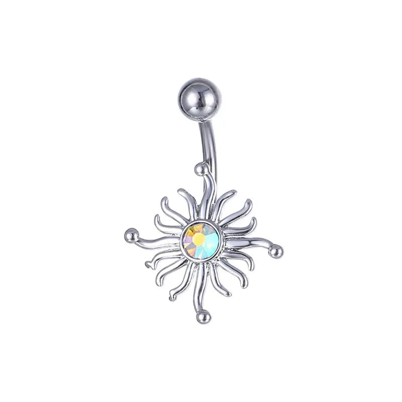Dainsty Dangled Belly Button Rings Surgical Steel 14G Bar Navel Piercing Ring Crystal CZ Bee Flower Heart Belly Ring Ear Jewelry Good Vibrations Adult Super Store