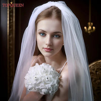 TOPQUEEN V14 Wedding Veil Short Pencil Edge Simple Wedding Veil Bridal Veils Wedding Short Veu Bride Short Wedding Veil One Laye Good Vibrations