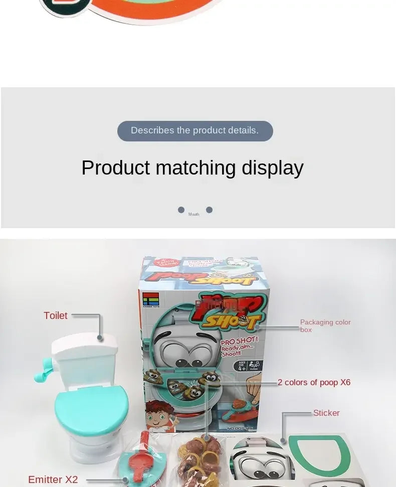 1 Set Poop Shooter Toy Funny Toilet Toy Family Party Relaxation Parent Child Interactive Game Tabletop PK Creative Catapult Game Good Vibrations