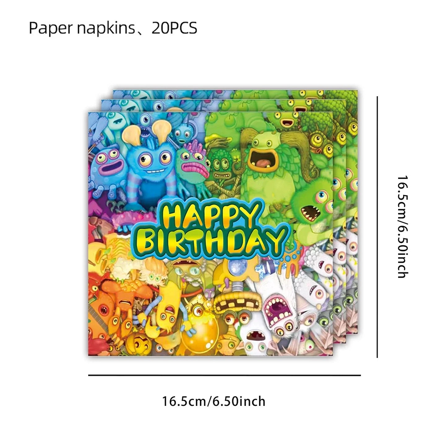 My Singing Game Monsters Birthday Party Decoration Balloons Backdrop Banner Cake Topper Baby Shower Party Supplies Tableware Good Vibrations