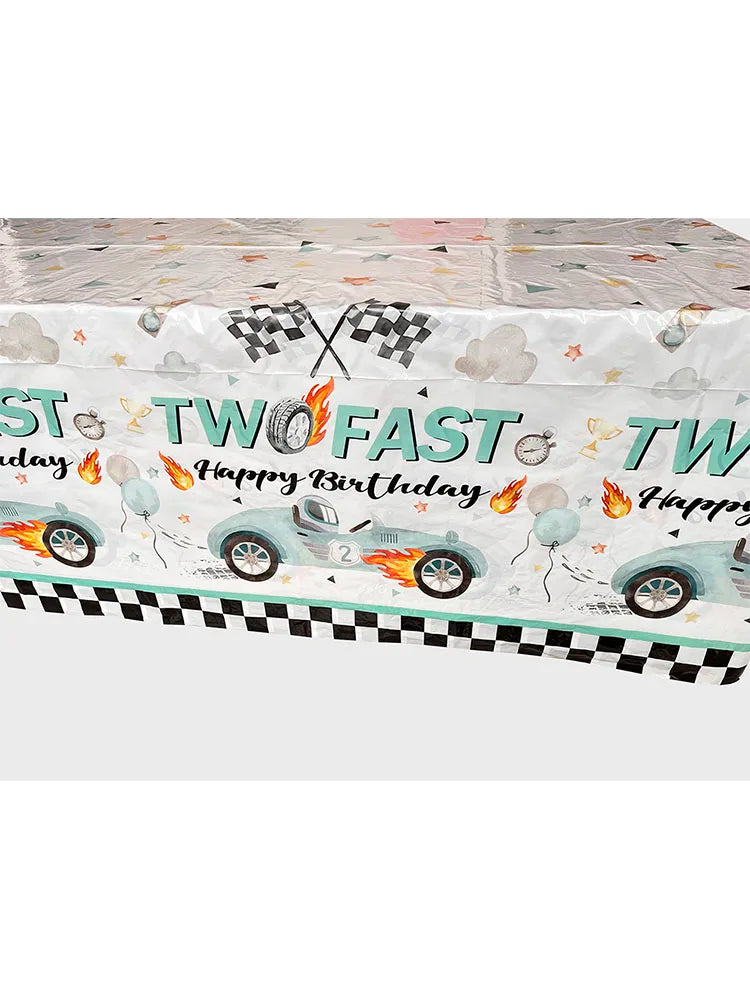 Two Fast Theme Disposable Tablecloth Racing Car Birthday Party Supplies Kids 2nd Birthday Party Decorations Good Vibrations