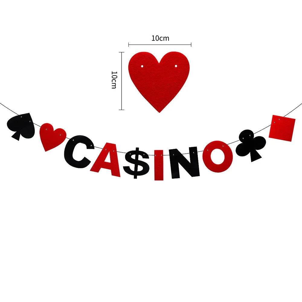 Casino Poker Birthday Theme Party Decorations Casino Happy Birthday Banner Poker Garland for Casino Night Poker Events Supplies Good Vibrations
