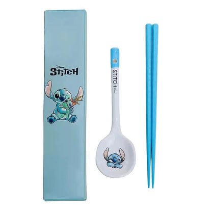 Stitch Kawaii Anime Cartoon Peripheral Ceramic Exquisite Tableware High Temperature Resistant Chopsticks Set 4.5 Inch Bowl Good Vibrations