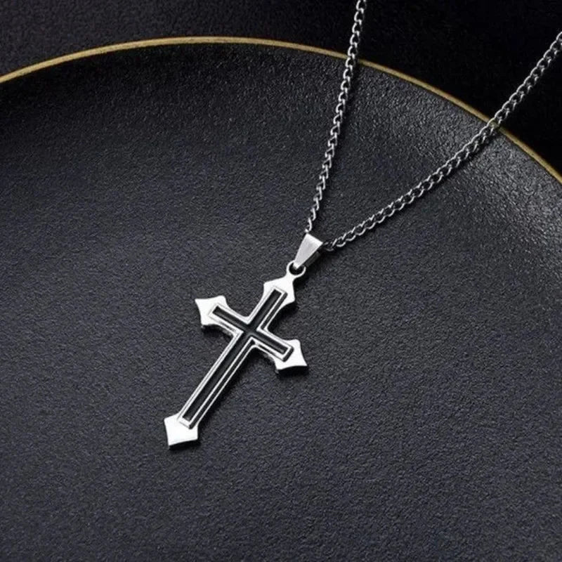 Cross Necklace for Men and Women Instagram Trendy Couple Bounce Dangle Personalized Student Hip Hop Accessories Trendy Goods Good Vibrations